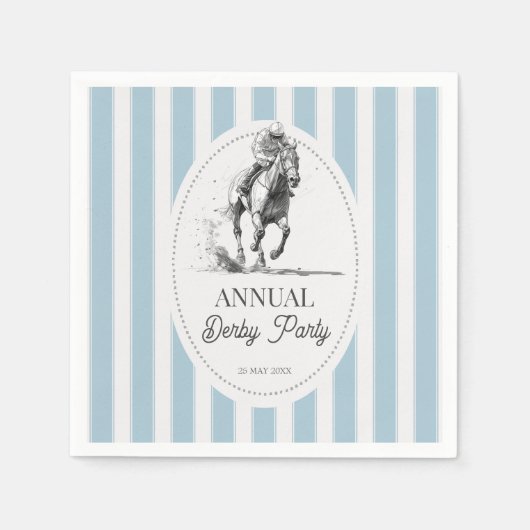 Derby horse racing party retro stripes monogrammed スタンダードカクテルナプキン (正面)