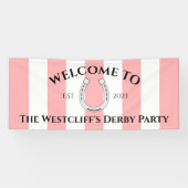 Derby Party Decor Pink Stripes Horseshoe Welcome 横断幕 (横)