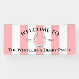 Derby Party Decor Pink Stripes Horseshoe Welcome 横断幕