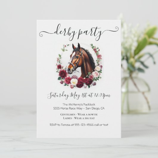 Derby Party Invitation Card with Floral 招待状 (スタンド正面)