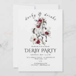 Derby Party Invitation – Floral Horse Head with Ro 招待状
