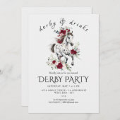 Derby Party Invitation – Floral Horse Head with Ro 招待状 (正面/裏面)