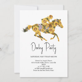  Derby Party Invitation – Floral Horse Head with S 招待状