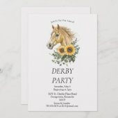  Derby Party Invitation – Horse Head Floral Sunflo 招待状 (正面/裏面)