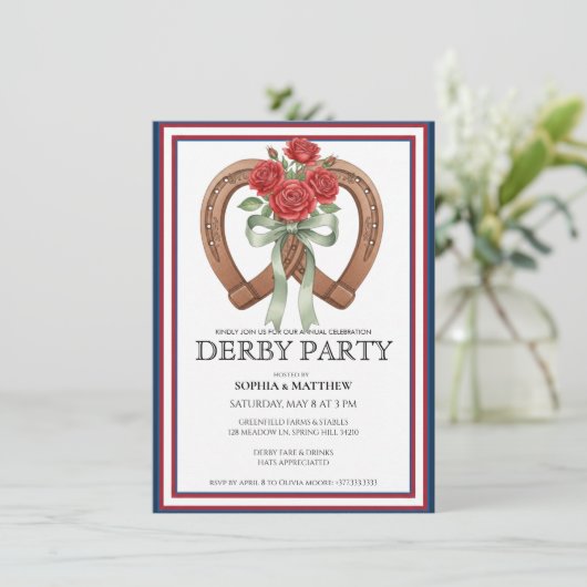 Derby Party Invitation Horseshoe Floral Wall Art 招待状 (スタンド正面)
