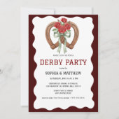Derby Party Invitation Rustic Horseshoe Roses 招待状 (正面)