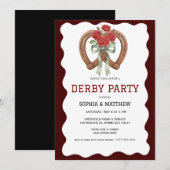 Derby Party Invitation Rustic Horseshoe Roses 招待状 (正面/裏面)