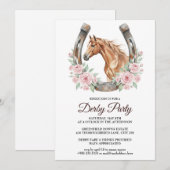 Derby Party Invitation with Horse & Floral Art 招待状 (正面/裏面)