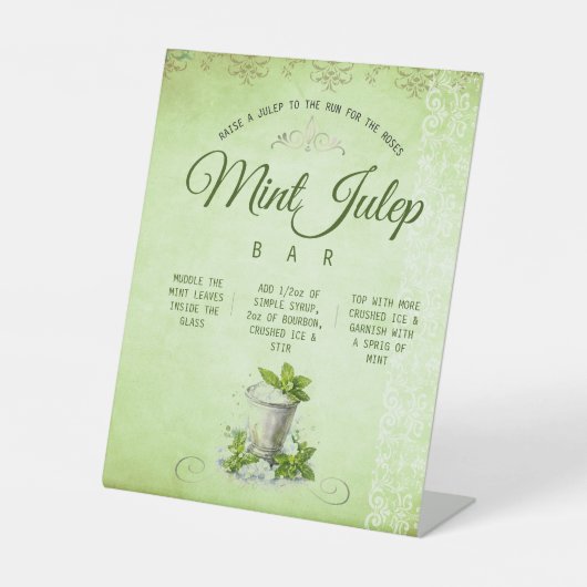 Derby Party Mint Julep Bar Cart Recipe Menu 台座サイン (正面)