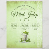 Derby Party Mint Julep Bar Cart Recipe Menu Sign (正面)