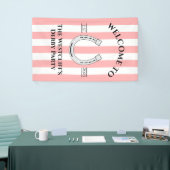 Derby Party Pink Stripe Horseshoe Vertical Welcome 横断幕 (トレードショー)