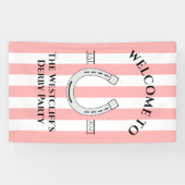 Derby Party Pink Stripe Horseshoe Vertical Welcome 横断幕 (横)
