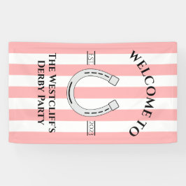 Derby Party Pink Stripe Horseshoe Vertical Welcome 横断幕