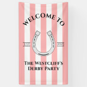 Derby Party Pink Stripe Horseshoe Vertical Welcome 横断幕 (縦)