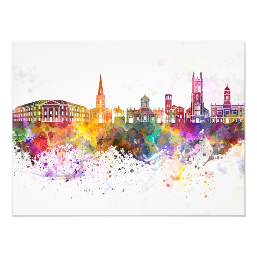 Derby skyline in watercolor background フォトプリント            (正面)