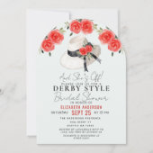 Derby Style Big Hat Rose Bridal Shower Arch 招待状 (正面)