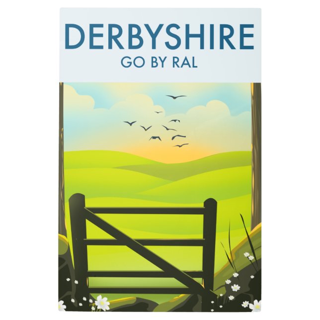 Derbyshire Landscape旅行ポスター メタルプリント (正面)