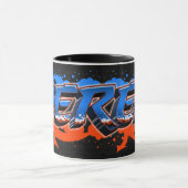Derek Vorname Name Graffiti blue orange Tasse マグカップ (中央)