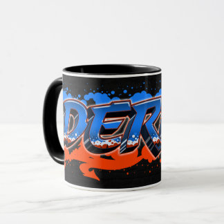 Derek Vorname Name Graffiti blue orange Tasse マグカップ