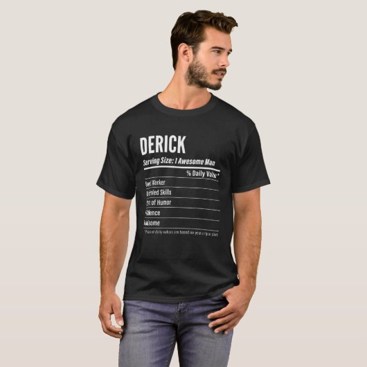 Derick  Nutritional Facts Serving Size Calories Tシャツ (正面フル)