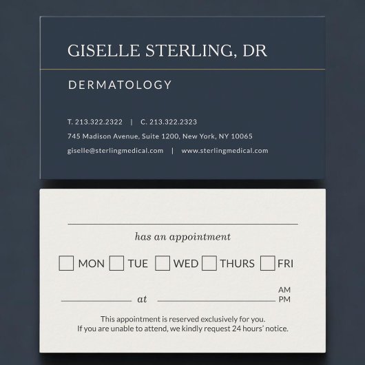 Dermatology Doctor Office Appointment Reminder 予約カード