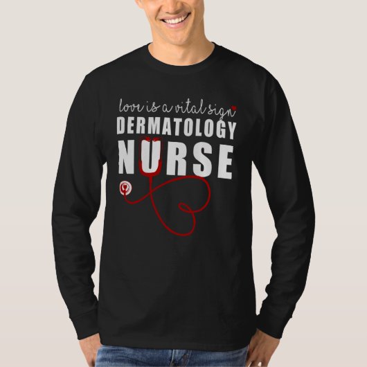 Dermatology Nurse Valentine's Day Hearts Love is V Tシャツ (正面)