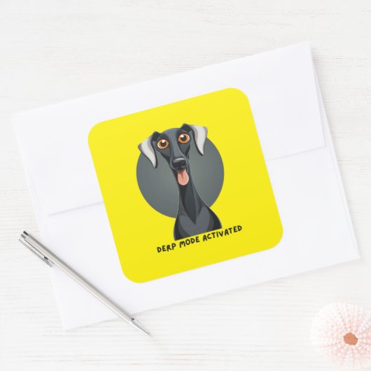 「Derp Mode Activated」犬 スクエアシール (封筒)