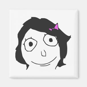 Derpinaの黒髪のブルネットの激怒の顔のミーム マグネット