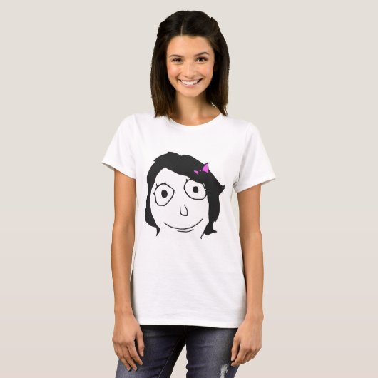 Derpinaの黒髪のブルネットの激怒の顔のミーム Tシャツ (正面フル)