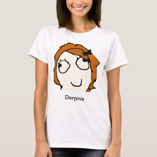 Derpinaの(赤い)ミームのワイシャツ Tシャツ (正面)