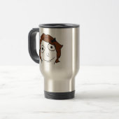 Derpinaブラウンの毛の激怒の顔のミーム トラベルマグ (正面左)