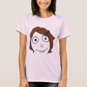 Derpinaブラウンの毛の激怒の顔のミーム Tシャツ