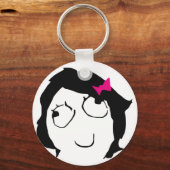 Derpina – 黒髪、ピンクリボン キーホルダー (正面)