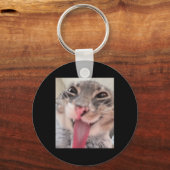 Derpy Cat Tongue OutミームおもしろいWeirdcore Gives Me キーホルダー (正面)