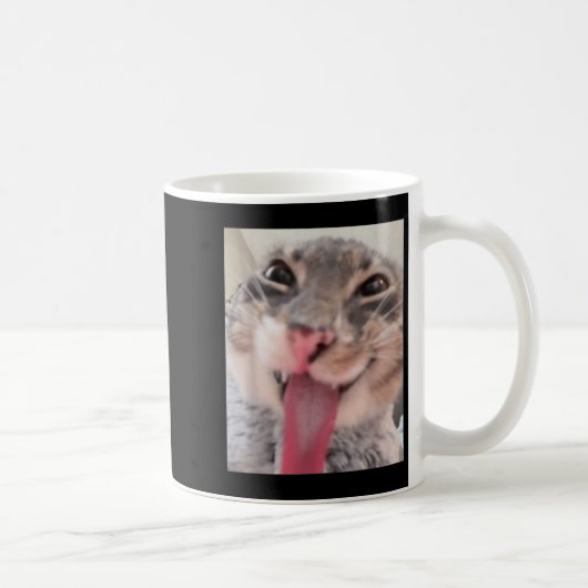 Derpy Cat Tongue OutミームおもしろいWeirdcore Gives Me コーヒーマグカップ (右)