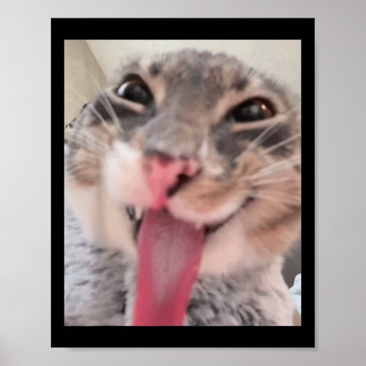 Derpy Cat Tongue OutミームおもしろいWeirdcore Gives Me ポスター (正面)