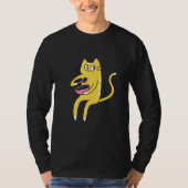 Derpy Kitty Yellow and White Cat Eating Cereal Tシャツ (正面)