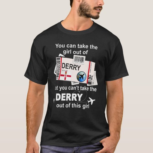 Derry Boarding Pass  Derry Girl  Derry Tシャツ (正面)