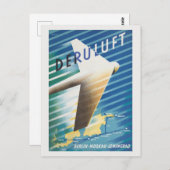 Deruluft Germany Vintage Poster 1934 ポストカード (正面/裏面)
