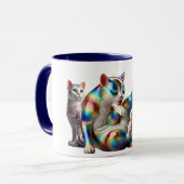 Des chats magnifiques dont un faisant sa toilette. マグカップ (正面左)
