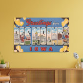 Des Moines, Iowa – ラージレターシーン2 キャンバスプリント (インサイチュ (リビング))