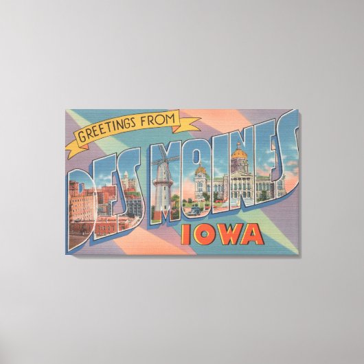 Des Moines, Iowa – ラージレターシーン3 キャンバスプリント (正面)