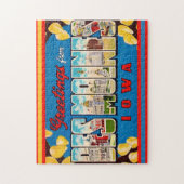 Des Moines Iowa Retro Postcard ジグソーパズル (縦)