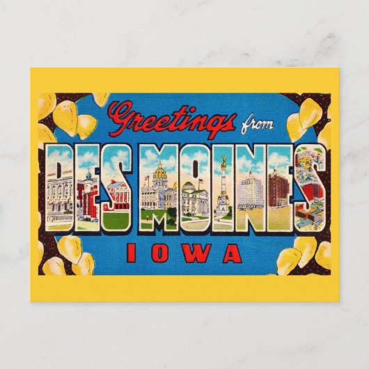 Des Moines Iowa Retro Postcard ポストカード (正面)