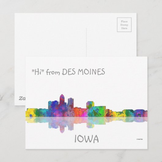 DES MOINES, IOWA SKYLINE – はがき (正面/裏面)