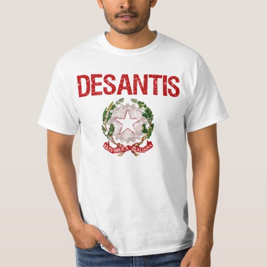 Desantisのイタリア人の姓 Tシャツ (正面)
