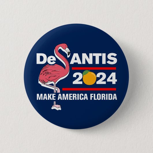 DeSantis 2024アメリカを作るフロリダフラミンゴ 缶バッジ (正面)