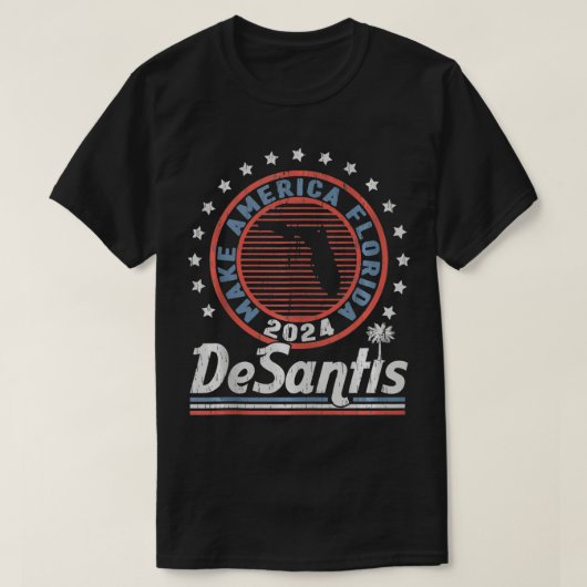 Desantis 2024アメリカを作るフロリダ政治レトロ tシャツ (デザイン正面)