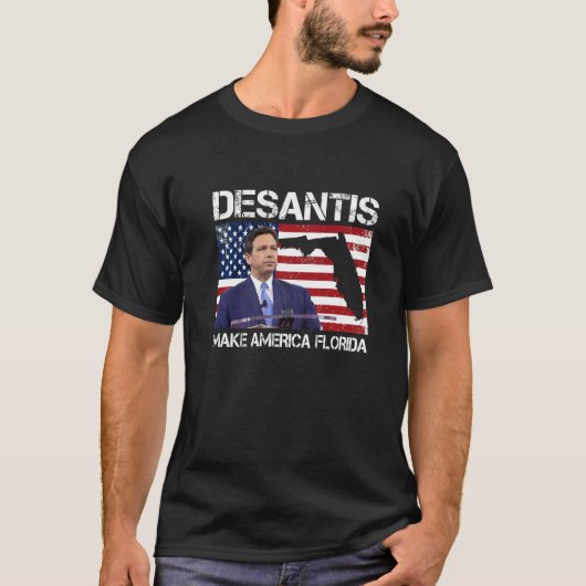 Desantis 2024 Make America Florida Flag Election R Tシャツ (正面)