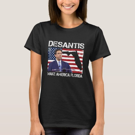Desantis 2024 Make America Florida Flag Election R Tシャツ (正面)